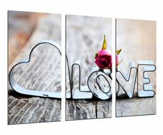 Wandbild - Wortliebe, romantisches Herz, 97 x 62 cm, Holzdruck - XXL Format - Kunstdruck, ref.26603