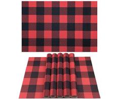 WAZAIGUR Tischsets, Tischsets für Esstisch, waschbar, gewebtes Vinyl, rutschfest Set of 6 Style-a