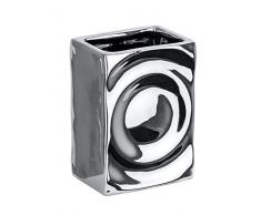 Wenko Zahnputzbecher Signs Zahnbürstenhalter, für Zahnbürste und Zahnpasta, Keramik, 7, 5 x 5, 5 x 11, 6 cm, chrom