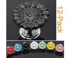 sunkni 15 Blumen Knöpfe Keramik Schublade Griffe zieht für Kleiderschrank Schrank Kommode Schrank Schrank Küche Möbel mit gratis Schrauben New Sets 15 Stück