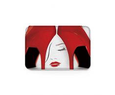 YEHO Art Gallery Fußmatte mit Rutschfester Unterseite, modisches Frauen-Muster mit roten High Heels Badematte, Teppich für Eingang Indoor Outdoor Schuhe Schaber, 20x31.5 inch Red High Heels