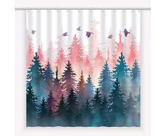 Egoing Duschvorhang für Badezimmer Dekor Vorhang Set Anti-Feuchtigkeit Polyester Stoff Badvorhänge mit 12 Haken 182,9 x 182,9 cm Umweltfreundliche Vorhänge für Männer, Frauen, Kinder, Matergäste Badezimmer 180 x 180 cm wald