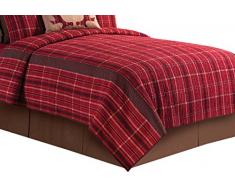 C&F Home Collin Tagesdecke für alle Jahreszeiten, Übergröße, wendbar, Baumwolle, kariert, rustikales Lodge-Muster, Ganz-/Queen-Size, Rot