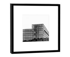 COGNOSCO Fotografie im Holzrahmen: Gläserne Manufaktur Volkswagen Fotodruck-Format 27 x 27 cm-Rahmenfarbe schwarz-Hochwertiges Wandbild, Geschenkidee oder Souvenir aus Dresden, Holz, Weiß, Rahmen