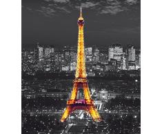 AG Design FTL 1635 Eiffelturm bei Nacht, Papier Fototapete - 180x202 cm - 2 teile, Papier, multicolor, 0,1 x 180 x 202 cm