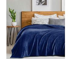Sedona Hausflanell-Fleece-Decke, 280 g/m², luxuriöses Mikroflanell, superweich, warm, flauschig, gemütlich, leicht, für Bett Couch oder Auto 90x90 Navy