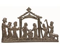 Die King Fair Trade Metal Art Krippe zu Ehren Hand Made in Haiti mit der heiligen Familie umgeben von Tiere