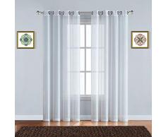 Warm Home Designs Schal für Fenster, hochwertig, durchsichtig, Beige Extra langer Volant Schal sieht toll als Fensterdekoration für jeden Raum im Haus., Polyester-Mischgewebe, Elfenbein (Off-White), 2 Panels: 54 x 108 Each