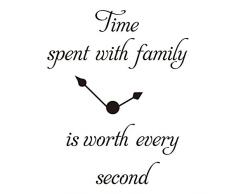 ZSSZ Time Spent with Family is Worth Jede Sekunde Uhr Aufkleber Vinyl Wand Aufkleber Zimmer Dekor Worte
