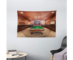 Moderne Decor Gobelin von ambesonne, Entertainment-Zimmer in Luxus Mansion Pool Tisch Billard Lifestyle zum Aufhängen, für Schlafzimmer Wohnzimmer Wohnheim, Zimt Braun Grün, Textil, Multi 1, 60 W By 40 L