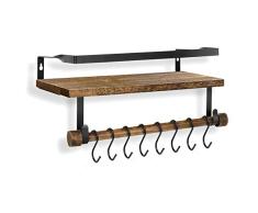 HCoolfly Wandregale Wandregal, rustikales Massivholz, Wandregal, 2er-Set für Badezimmer, Küche, Wohnzimmer, Schlafzimmer, Büro schwarz