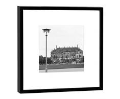 COGNOSCO Fotografie im Holzrahmen: Palais im Großen Garten Fotodruck-Format 27 x 27 cm-Rahmenfarbe schwarz-Hochwertiges Wandbild, Geschenkidee oder Souvenir aus Dresden, Holz, Weiß, Rahmen