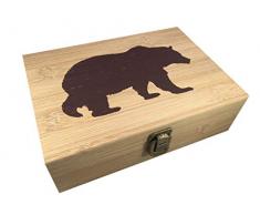Bambus Holz Scharnier Zigarre Aufbewahrung Stash Box – 8.5 x 15,2 x 6,3 cm bär