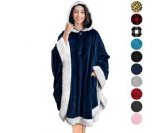 Pavillon Angel Wrap tragbare Poncho Decke Sherpa Besatz One Size navy