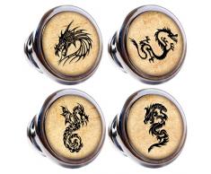 Knuttys Knobs Dragons Möbelknauf, poliertes Chrom, 30 mm, 4 Stück