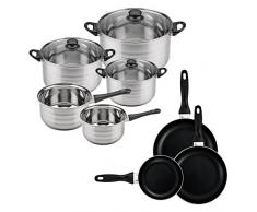 San Ignacio CH964 Premium-Akku 8 Stück und Set 3 Pfannen Ø16/20/24 cm, Induktion, verchromt