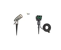 SLV LED Strahler SYNA mit Erdspieß im 3er Set inkl. 4-fach Steckdose, Außenlampe für die Beleuchtung von Garten, Terrasse, Pflanzen, Wegen, Teich, Aussen-Leuchte, Außen-Strahler, IP55, 1,5 m Kabel