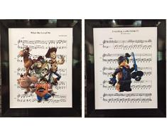 Toy Story und Lego Movie Set von 2 Musik Tabelle Prints Artwork Bild Poster Home Office Schlafzimmer Kinderzimmer KÜCHE Wand Home Decor, ungerahmt