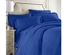 Clara Clark Bettwäsche-Set, 7-teilig, inkl. Spannbettlaken, Bettdecke, Kissenbezüge Queen königsblau