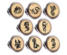 Knuttys Knobs Dragons Möbelknauf, poliertes Chrom, 30 mm, 8 Stück