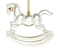 Lenox 2016 Baby s First Christmas Schaukelpferd Kristallfigur 2016 Schauckelpferdornament, das erste Weihnachten des Babys farblos