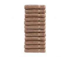 Linum Wohntextilien denzi Premium Authentic Weich 100% Türkische Baumwolle Hotel Collection Waschlappen, Set von 12 Latte