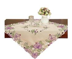 Handgefertigt beige bestickte Blumen Spitze Tisch zierdecken, Satin, Design 13, 36*36 Inch