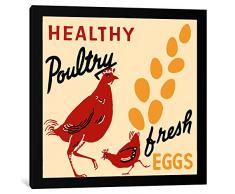 iCanvasART, gesunde Poultry-Fresh Eggs-Vintage AD Poster Leinwand Kunstdruck Retro Serie, 0.75 x 37 x 37-Inch