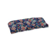 Pillow Perfect Outdoor | Indoor Drizzle Summer Rattan Loveseat Kissen, 50,8 x 50,8 x 7,6 cm, Blau