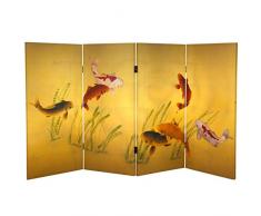 ORIENTAL FURNITURE 3 ft. Hohe Double Sided Sieben glückliche Fische Leinwand Raumteiler