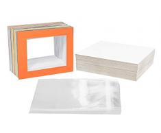 Golden State Art Pack of 50 Mixed Colors Pre-Cut 11x14 Picture Mat for 8x10 Photo with White Core Bevel Cut Mattes Sets. Includes 50 High Premier Acid Free Mats & 50 Backing Board & 50 Clear Bags