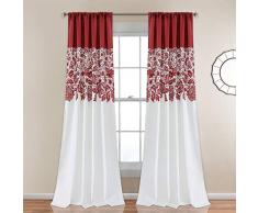 Lush Decor Estate Gardinen mit Gartendruck, verdunkelnd, für Wohnzimmer, Esszimmer, Schlafzimmer (Paar), 213,4 x 132 cm, Rot
