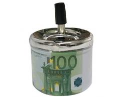 NewFeru rauchfreie Metalldose zum Herunterschieben von Zigaretten Zigarren mit drehbarem Deckel, tragbarer Aschenbecher für Zuhause, Tisch, Terrasse, Sand, Auto, Auto, Außenbereich, Innenbereich 3.5LX3.5WX4.7H Euro Sign 100