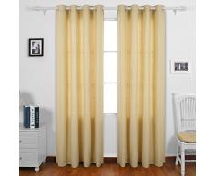 Deconovo Vorhänge aus halbfestem Kunstleinen, recycelter Baumwolle, Ösenvorhang für Türen, 52 x 84, Gelb
