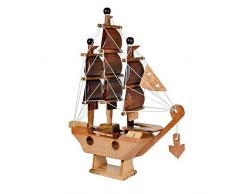 AeraVida Feng Shui Wohlstand Schiff Handgefertigt aus Holz Home Decor Figur