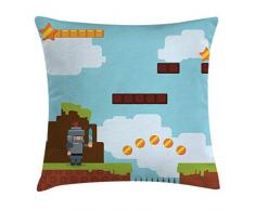Video Games Überwurf Kissen Kissenbezug von ambesonne, Cartoon Retro Computer Graphic Kinder Western Design Box Cloud Fun Adventure 90, dekorativ Square Accent Kissen Fall, multicolor, Textil, Mehrfarbig 2, 18 W By 18 L