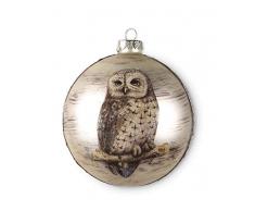 K&K Interiors 53559A Runde Glasfigur Eule, 11,4 cm, goldfarben