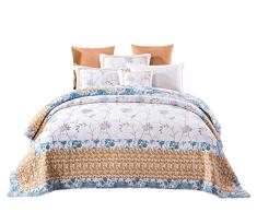 Tache 2–3 Stück 100% Baumwolle Floral Patchwork Winter Frost blau gelb weiß Tagesdecke Überwurf Quilt Set, baumwolle, Yellow, Gold, Blue, White, Multi, California King