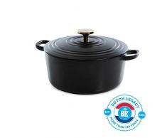 BK Cookware H6079.524 BK Bourgogne Schmortopf 24 cm/4.2L, Emailliertes Gusseisen, Deckel mit Tropfringen, Induktions-/Backofengeeignet, Spülmaschinenfest, Pechschwarz