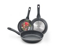 Metaltex NATIVA Pfannen-Set, geschmiedetes Aluminium, 3 Stück 20-24 - 28 Schwarz