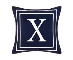 BLEUM CADE Blauer Kissenbezug mit englischem Alphabet Sofas, Bett, Stuhl, Auto 18 x 18 Dunkelblau X
