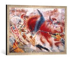 Gerahmtes Bild von Umberto Boccioni Die Stadt wächst, Kunstdruck im hochwertigen handgefertigten Bilder-Rahmen, 70x50 cm, Silber Raya