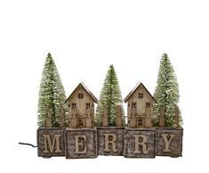 Kurt S. Adler 25,4 cm batteriebetriebene LED Frohe Szene Weihnachtsdorf Mehrfarbig