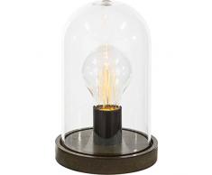 LED Weihnachts Tisch Leuchte Lampe Glaskuppel Kugel Holz XMAS Batteriebetrieb