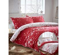 Portfolio Galaxy Stars Biber Bettwäsche Set Wendebettwäsche, rot, Super King