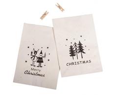 Rayher 67303102 Geschenktüten, mit Aufdruck zum Befüllen, Papiertüten mit Holzklammern, 14x19,7x8 cm, 2 Stück