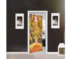 MISSSIXTY 3D Tür Tapete Wandmalereien Wand Aufkleber für Home Dekoration Selbstklebend Vinyl Abnehmbarer Art Tür Aufkleber 199,9 x 38,6 cm 2 Stück Fall Leaves