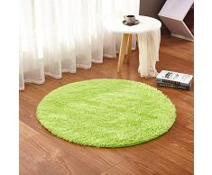 HomeMiYN Teppich, rund, einfarbig, superweich, für Wohnzimmer, Schlafzimmer, Zuhause, Mehrfarbig, Mehrfarbig, grün, Diameter:2.62ft（31.5inch）