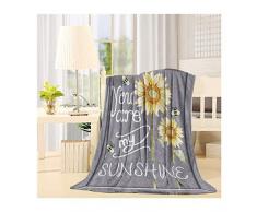 Advancey Flanell-Fleece-Überwurf, leicht, gemütlich, für Bett und Sofa, super weicher Stoff, You Are My Sunshine, Sonnenblumenbiene Art Deco 49x79 inch Sonnenblumen