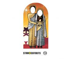 Holy Religious Sacred Family (Sunset Gold and Silver) Adult Stand-in Pappaufsteller Heilige Religiöse Heilige Familie Erwachsene, Aufsteller, Pappe, Mehrfarbig, 174 x 93 x 174 cm